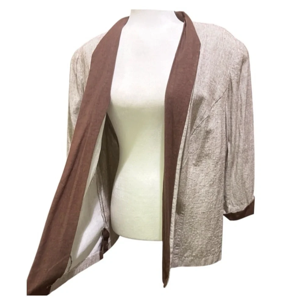 Flash Sale Perceptions Blazer Women's Blazer in Beige & Warm Brown Size 18W